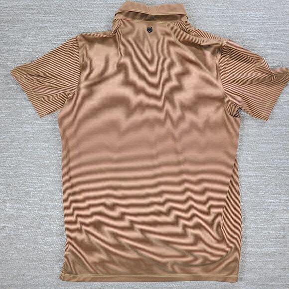 Greyson Saranac Polo Shirt Mens Small Gold Red Stripe Golf Performance - Picture 3 of 13